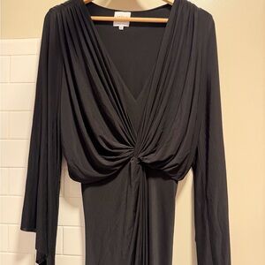 MISA Los Angeles Elegant Black Draped Dress maxi M